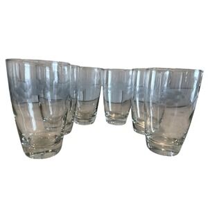 Set of 6Vintage 1950s Libbey Crystal Garland‎ Etched Flowers 14oz Glasses GW0001